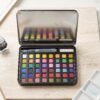 Solid Watercolor Paint Palette Kit with Metal Storage Box and Water Brush (1 Set)