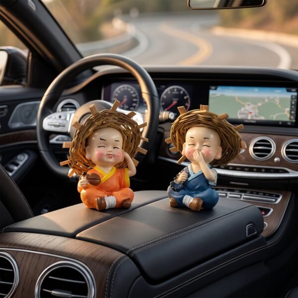 Baby Monk Buddha Decorative Figurine Set for Car Dashboard and Home Decor (4 Pc)