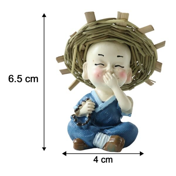 Baby Monk Buddha Decorative Figurine Set for Car Dashboard and Home Decor (4 Pc)