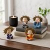 Baby Monk Buddha Decorative Figurine Set for Car Dashboard and Home Decor (4 Pc)
