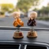 Baby Monk Buddha Bobblehead Figurine Set for Car Dashboard and Home Decor (4 Pc)