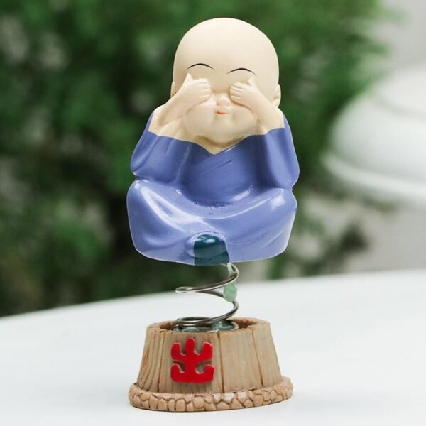 Baby Monk Buddha Bobblehead Figurine Set for Car Dashboard and Home Decor (4 Pc)