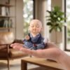 Little Monk Buddha Statue Set for Car Dashboard, Office Desk and Home Decor (4 Pc)