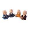 Little Monk Buddha Statue Set for Car Dashboard, Office Desk and Home Decor (4 Pc)