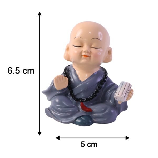 Little Monk Buddha Statue Set for Car Dashboard, Office Desk and Home Decor (4 Pc)