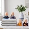 Little Monk Buddha Statue Set for Car Dashboard, Office Desk and Home Decor (4 Pc)