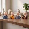 Little Monk Buddha Statue Set for Car Dashboard, Office Desk and Home Decor (4 Pc)