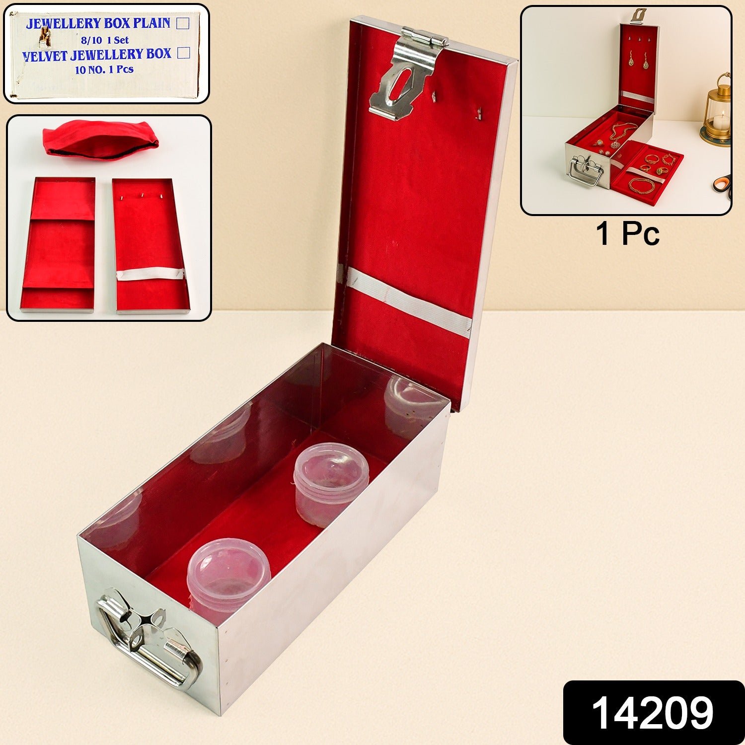 Jewellery Storage Box – Stainless Steel with Velvet & Lock