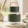 Glass Water Bottle – Stylish, Portable with Handle & Leather Sleeve