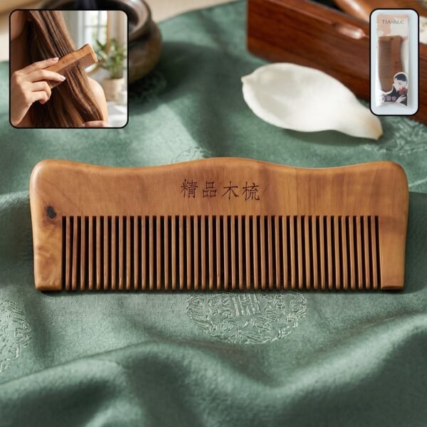 Natural Wooden Hair Comb – Anti Static for Silky, Tangle-Free Hair