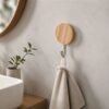 Self-Adhesive Wall Hooks – No Drill, Stylish Wooden Finish