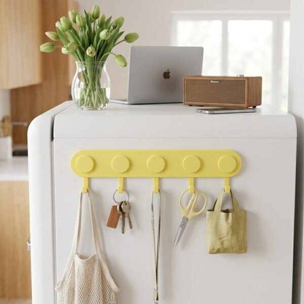 Self-Adhesive Plastic 5-Hook Wall Hanger for Home Storage and Organisation (1 Pc)