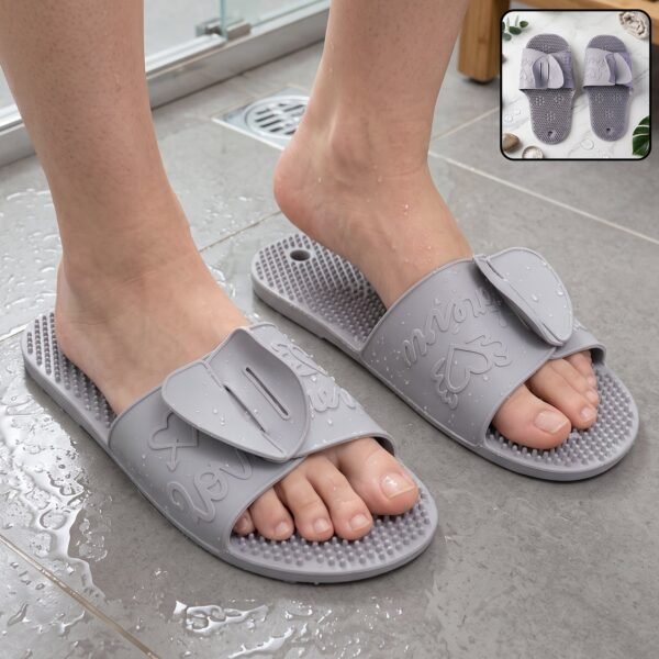 Massage Bath Slippers with Foot Scrubbing Bristles for Daily Bathroom Use (1 Pair)