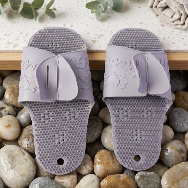 Massage Bath Slippers with Foot Scrubbing Bristles for Daily Bathroom Use (1 Pair)