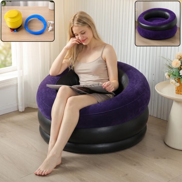 Inflatable Sofa Bed Chair with Foot Pump for Indoor and Outdoor Relaxation (1 Pc)