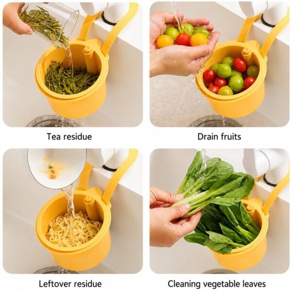 Plastic Hanging Kitchen Sink Drain Basket and Food Strainer with Handle (1 Pc)
