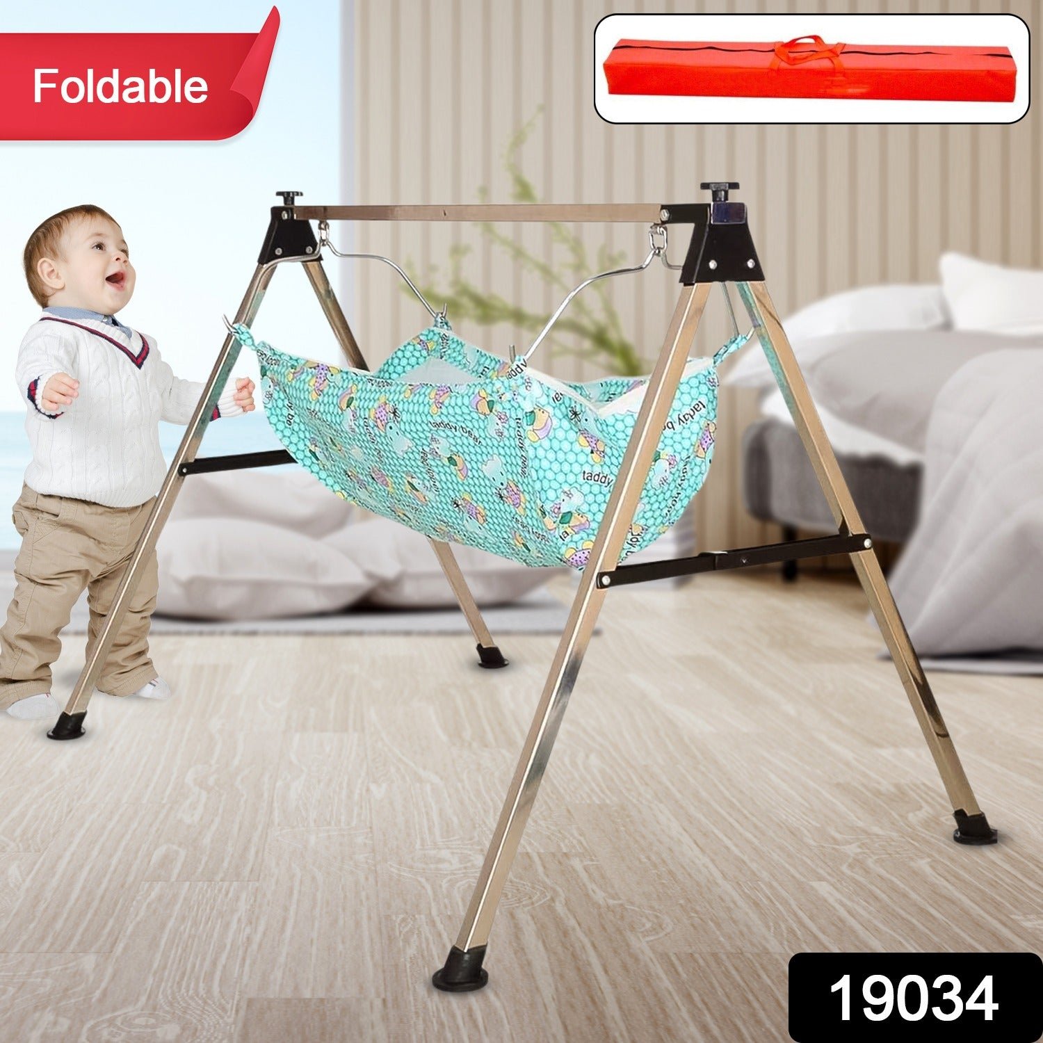Baby Cradle Ghodiyu – Portable Stainless Steel Folding Swing Stand