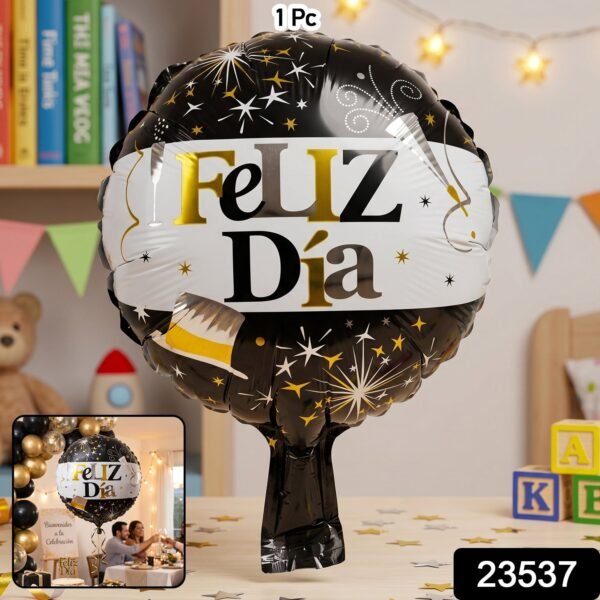 Black Gold 'Feliz Dia' Foil Balloon – Bright Party Decor for Celebrations
