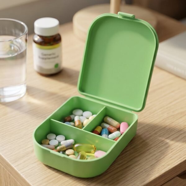 Pill Organizer Box – 3 Compartments for Easy Medication Management