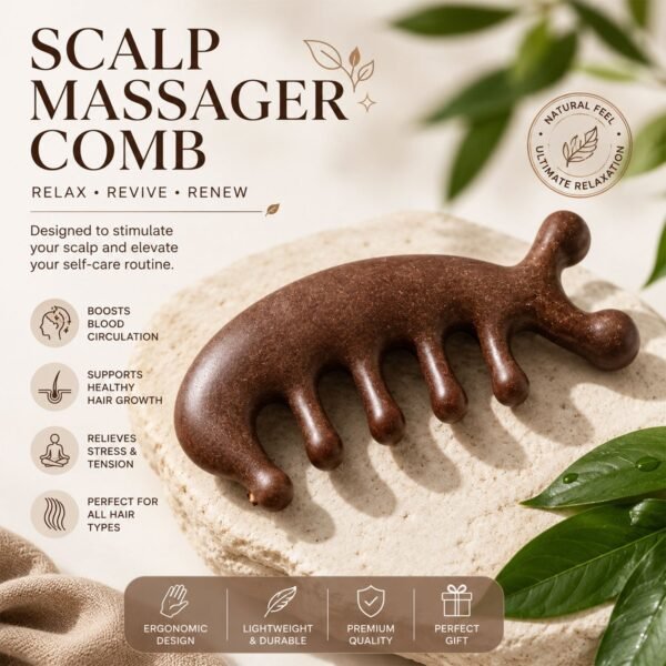 Wooden Scalp Massager Comb – Promotes Hair Growth & Relaxation
