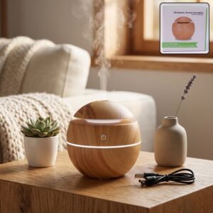 Ultrasonic Aroma Diffuser – Compact 200ml with Color LED Light