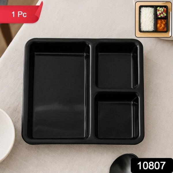 3-Compartment Meal Serving Tray – Durable & Easy-Clean Plate