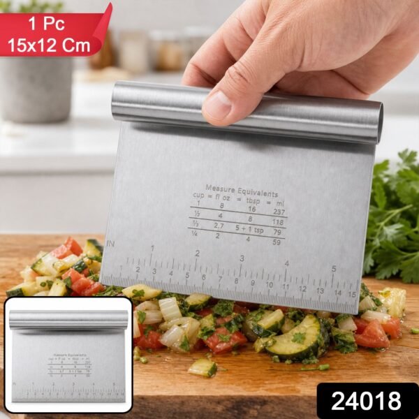 Small Stainless Steel Dough Scraper Cutter 15 x 12 Cm with Scale (1 Pc)