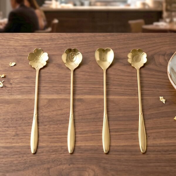 Mini Golden Serving Spoon Set – Elegant Stainless Steel Design