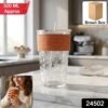 Glass Drinking Tumbler – Spill-Resistant Lid & Elegant Design