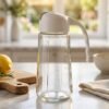 Glass Oil Dispenser Bottle with Auto Open Close Spout Lid and Easy Handle (1 Pc)