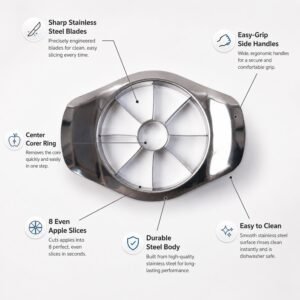 Apple Shape Stainless Steel Apple Slicer & Corer – Effortless Fruit Wedges