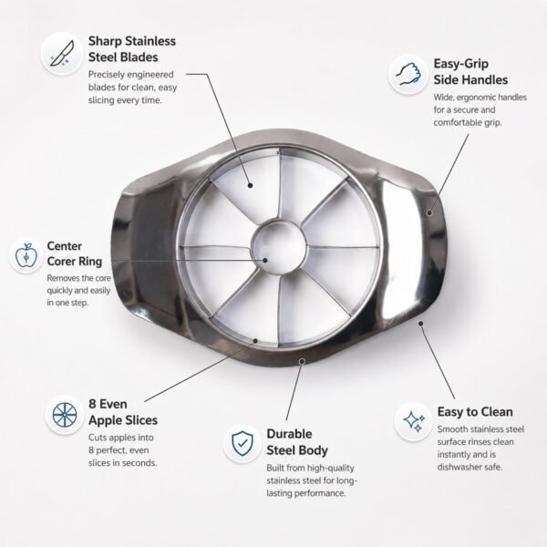 Apple Shape Stainless Steel Apple Slicer & Corer – Effortless Fruit Wedges