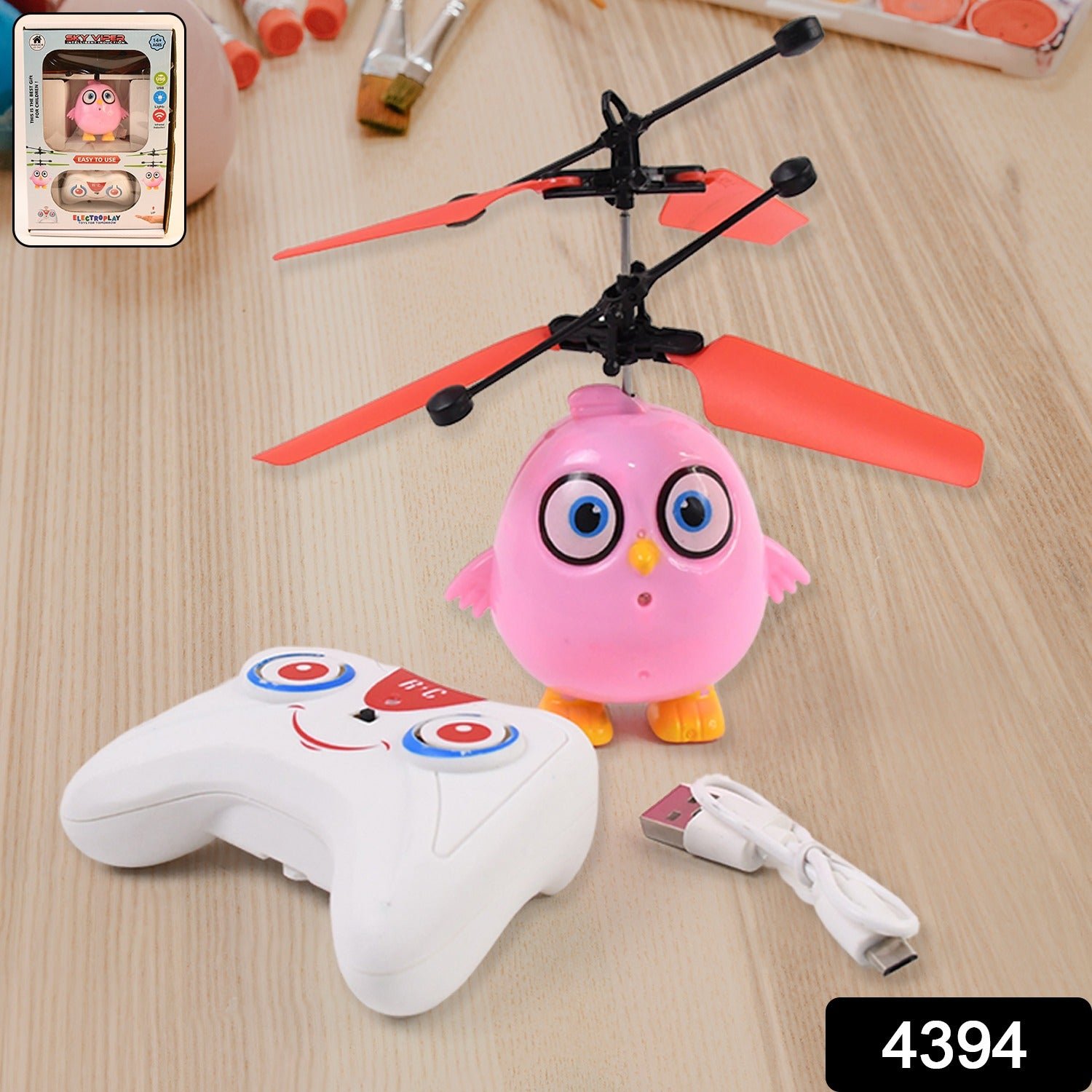 Flying Bird RC Toy – Pink Owl Design with LED & Remote Control
