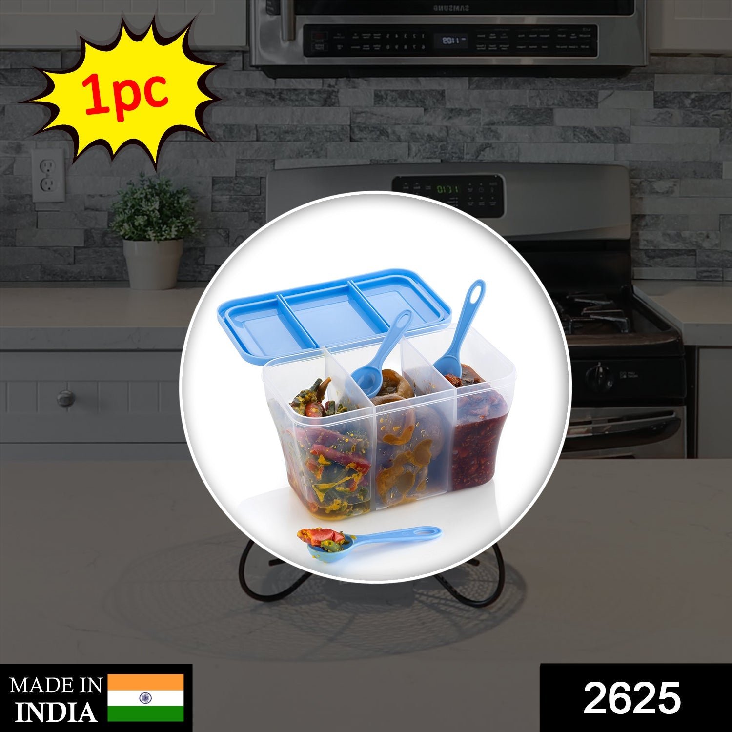 2625 Airtight Storage Container – 750ml 3-Section Jar | Organivo