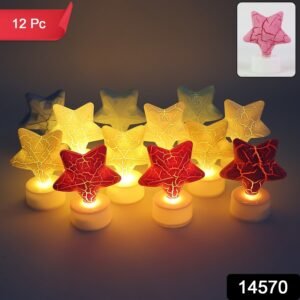 Star Shape LED Tealight Candles – Set of 12 Decorative Lights