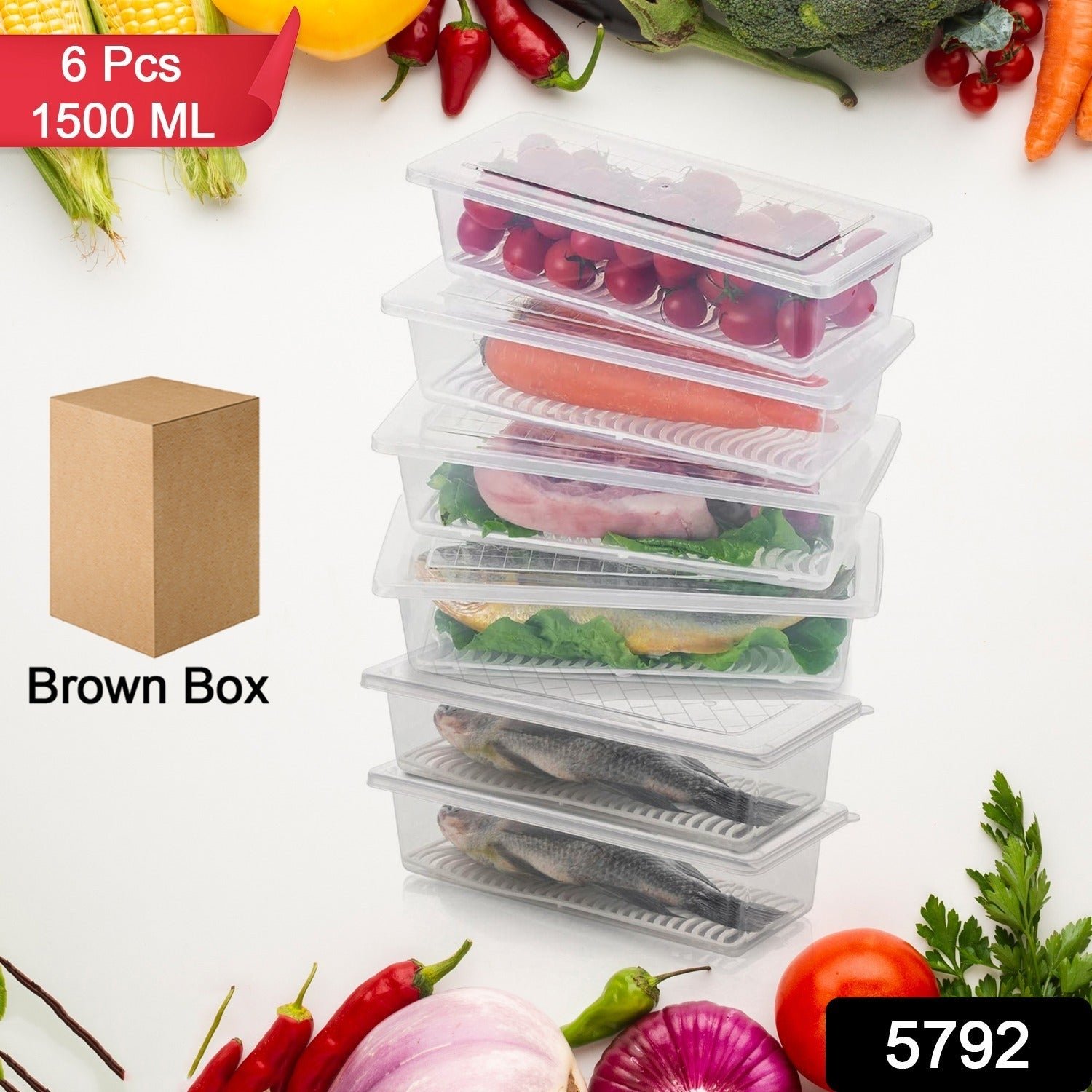 Freezer Storage Containers – 6-Pack 1500ML with Drain Plate | Organivo