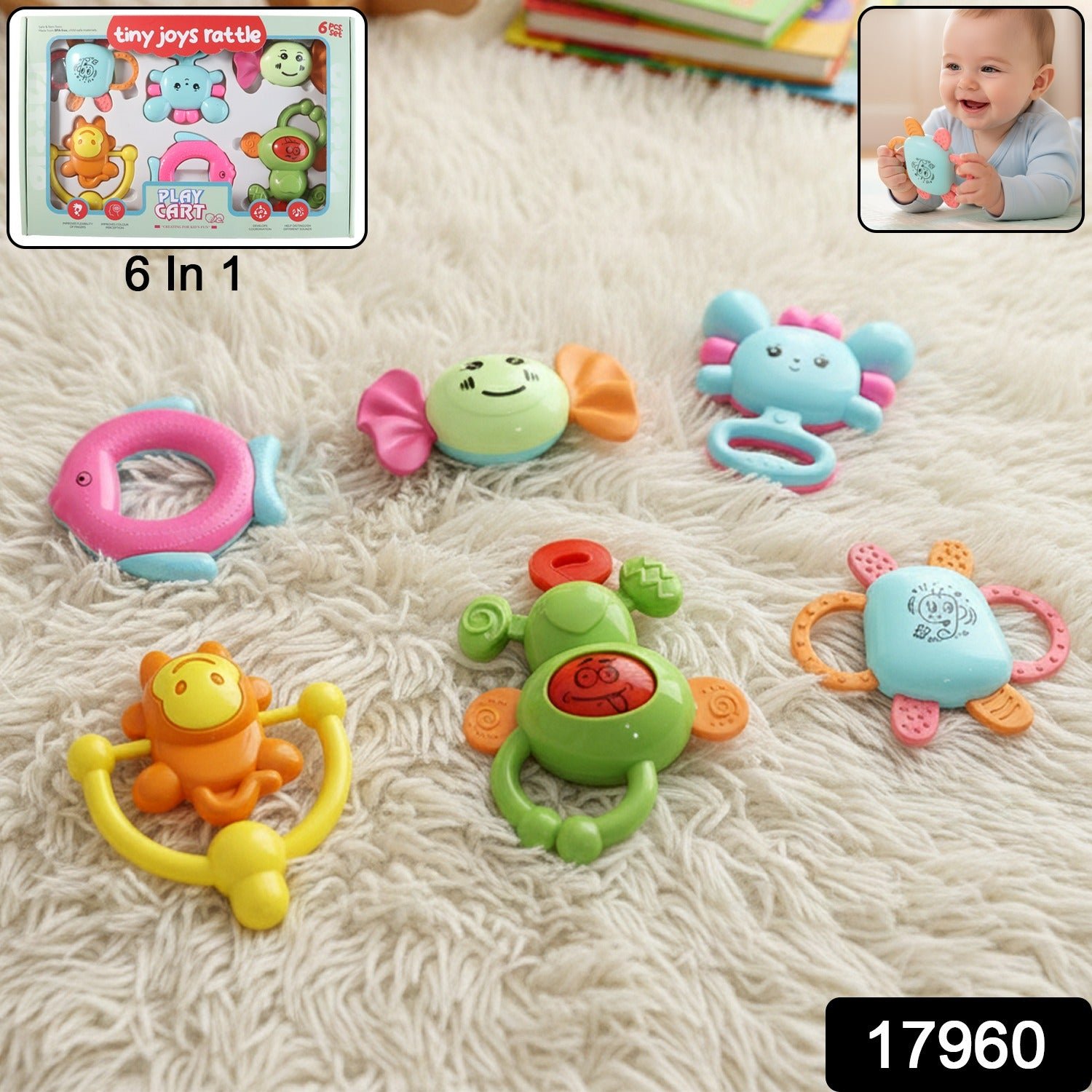 Baby Rattle Set – 6-in-1 Sensory Development Toys