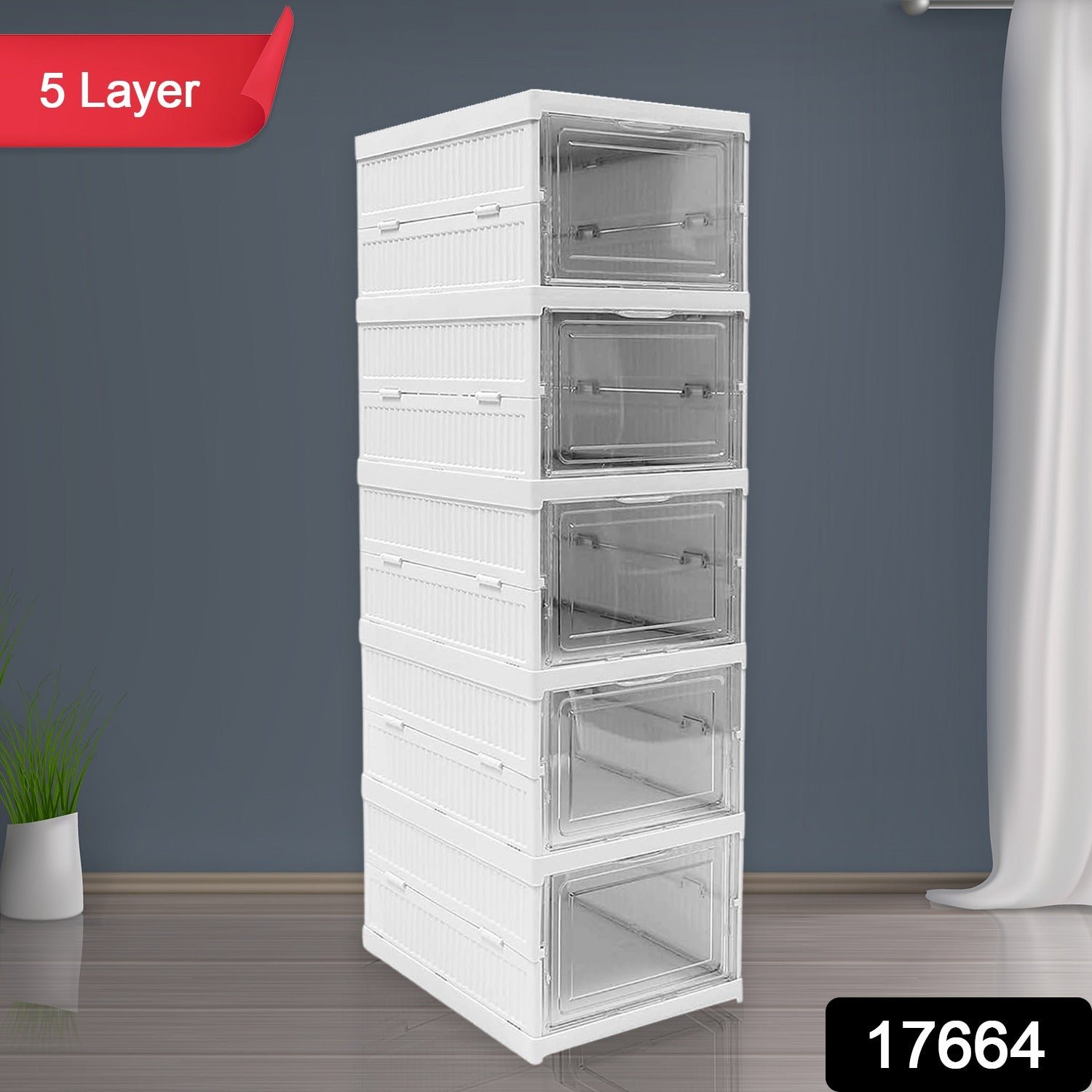Stackable Storage Cart – 5-Layer Foldable Home Organizer | Organivo