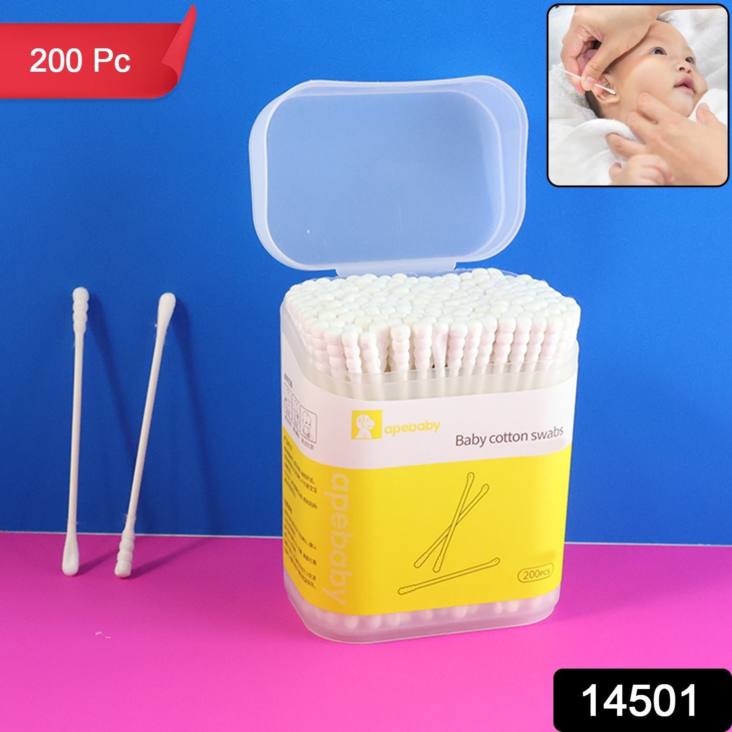 Baby Cotton Swabs – Ultra-Soft Double-Tip Safety, 200 Pc