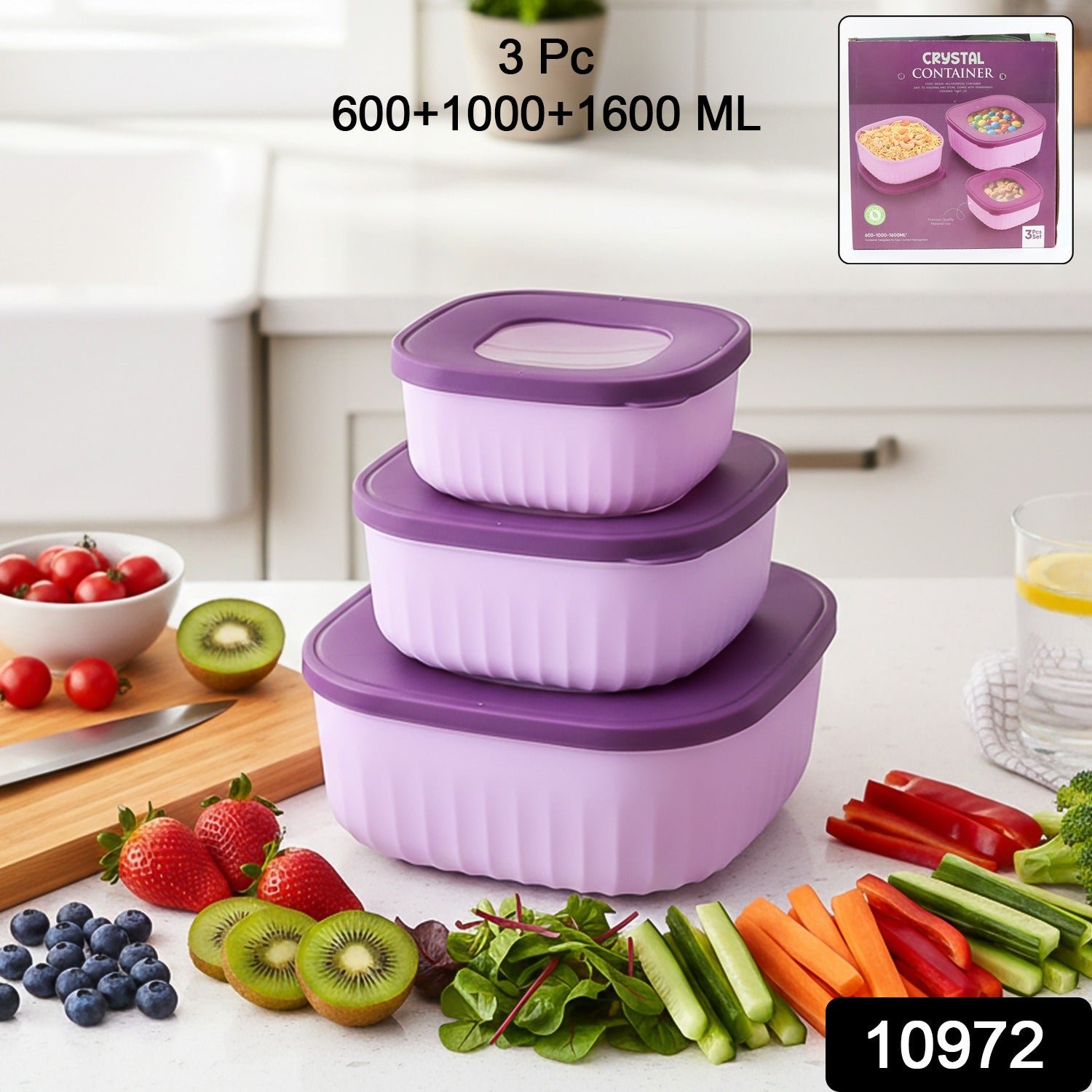 Food Storage Container Set – Leak-Resistant, Stackable 3-Piece