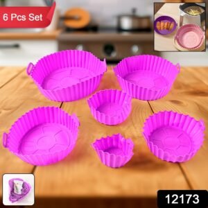 Air Fryer Silicone Pot with Handles – Reusable 6 Pc Set