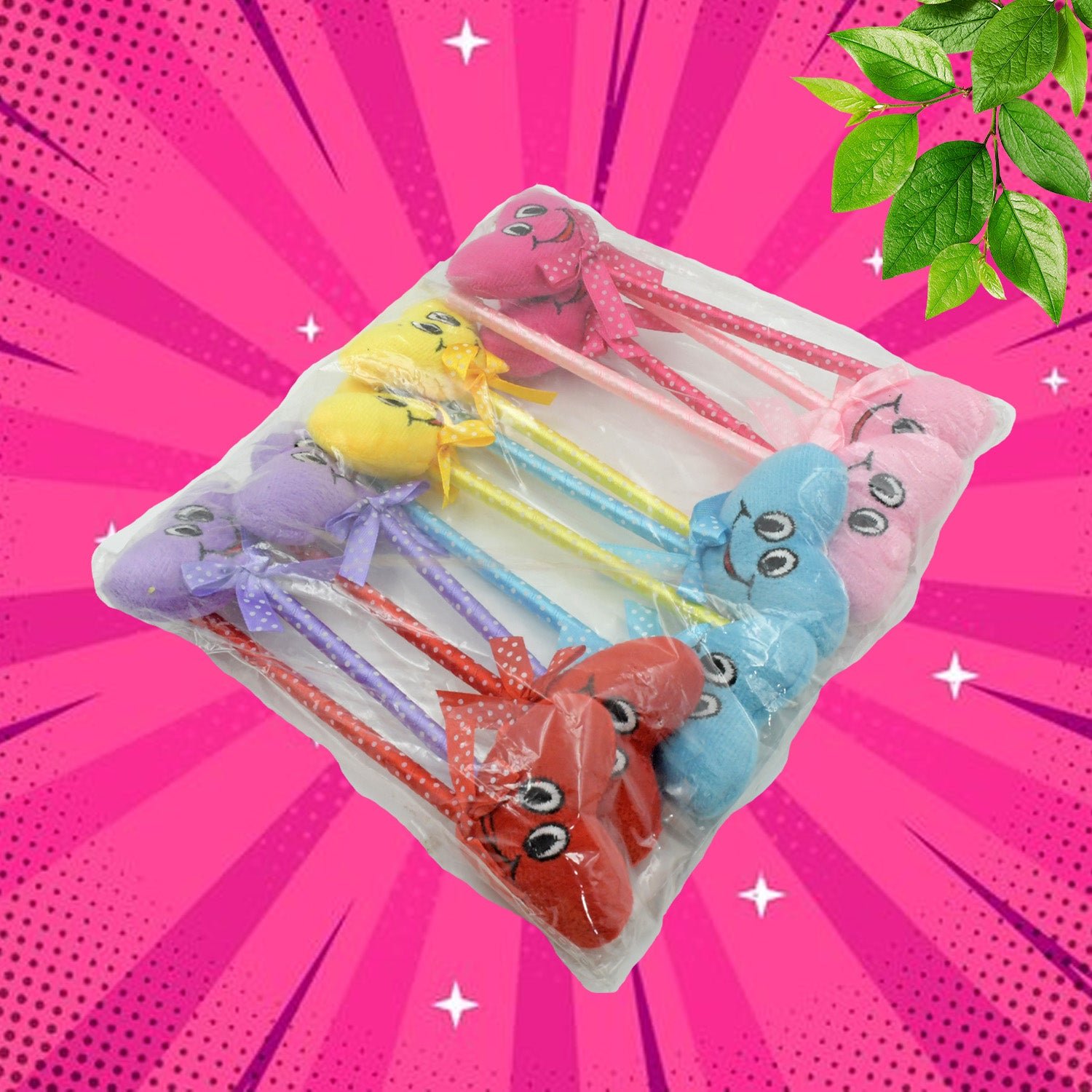 Cartoon Ballpoint Pens – 12-Pack Heart & Rattle Design | InkGlow