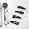 Metal Tic Tac Hair Clips – 12 Pcs Matt Black Set | Calm & Curl