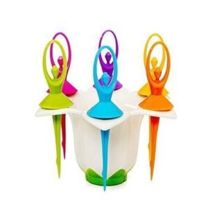 Fruit Fork Set – Dancing Doll Cutlery with Stand (Set of 6) | Jiaqi