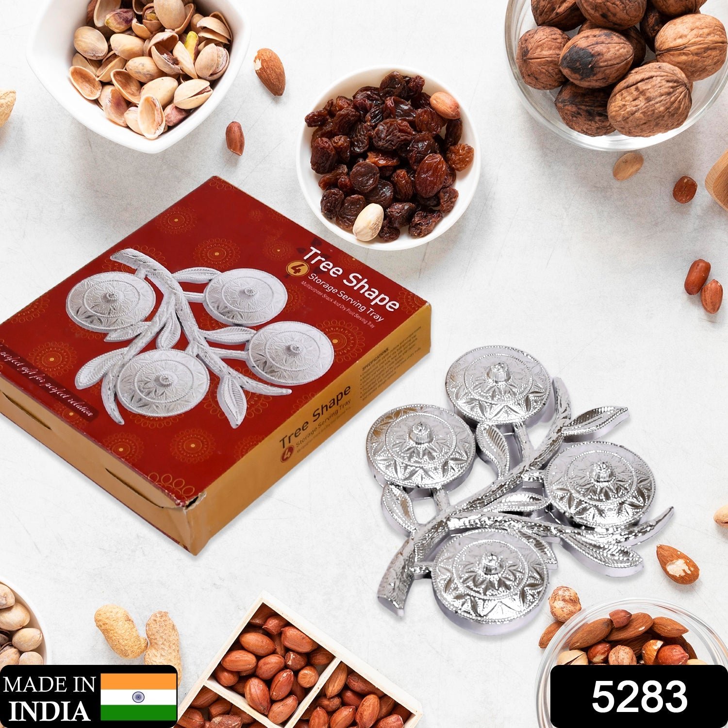 Mukhwas Serving Tray – Tree Shape 4-Compartment | Styleva