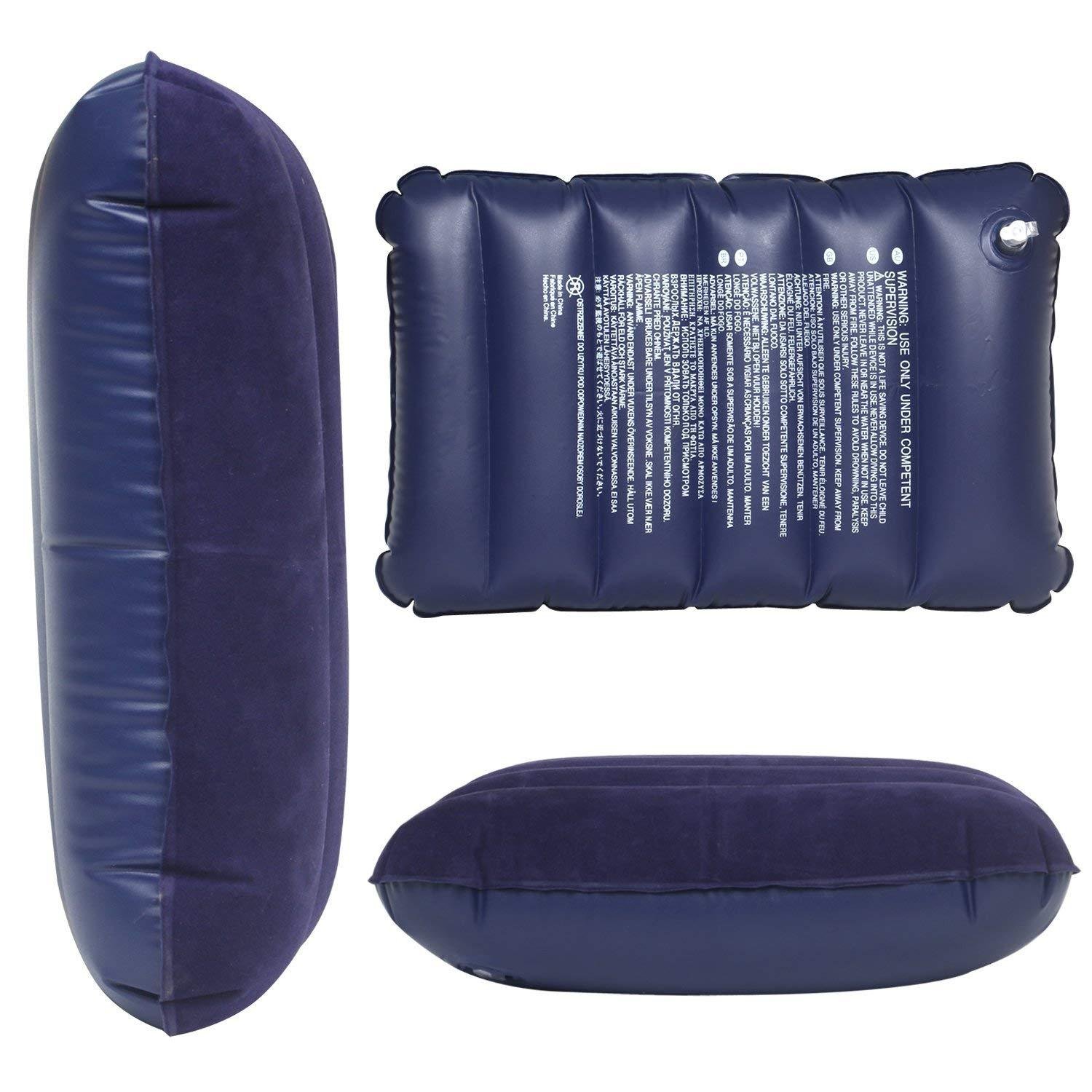 Inflatable Travel Pillow – Velvet Air Comfort (Blue) | PillowTrek