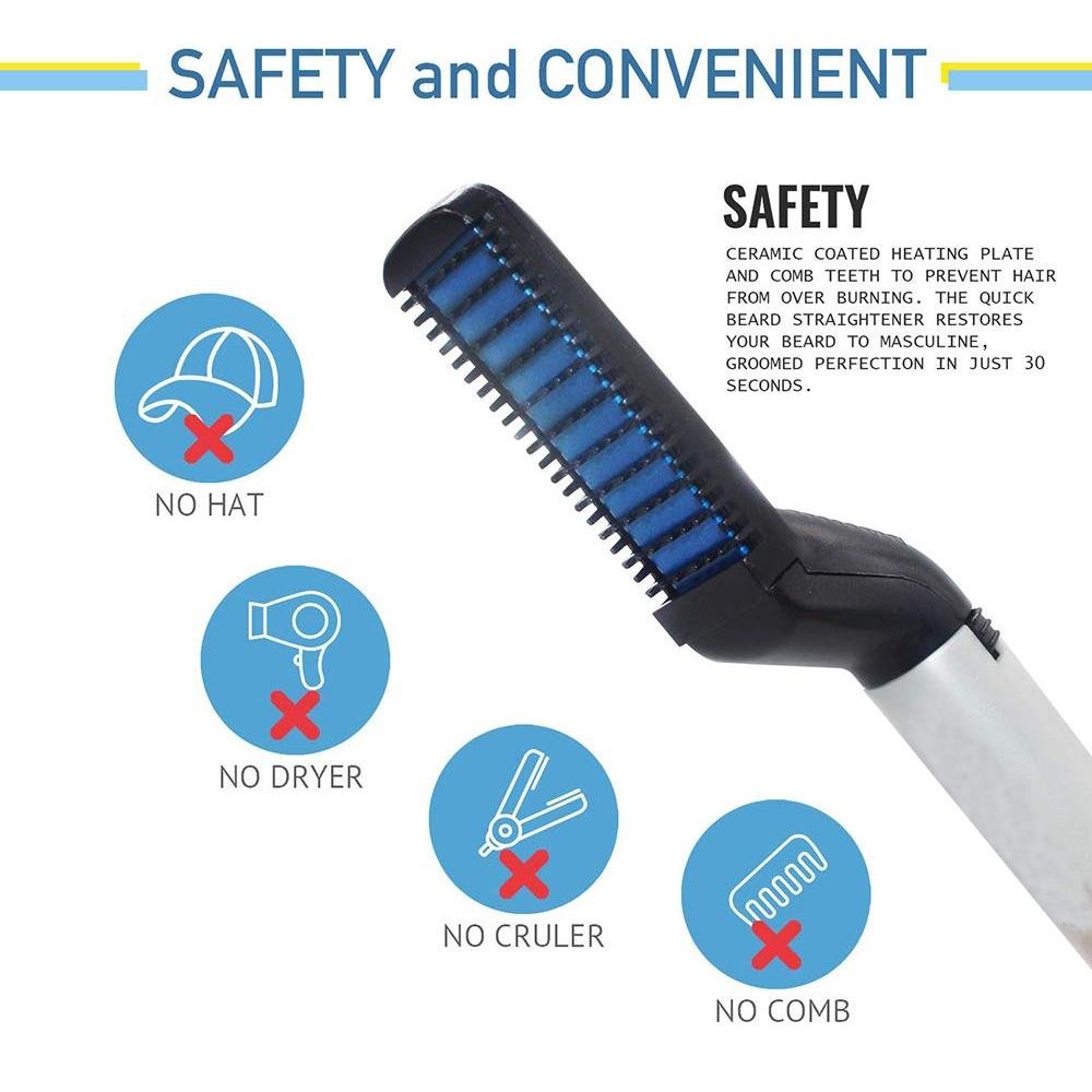 Men's Hair & Beard Straightener – Quick Styling Comb | BraveVault