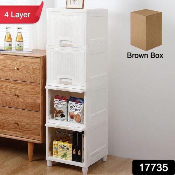 Foldable Storage Cabinet – 4-Layer Plastic Drawers | Velvet Organizers