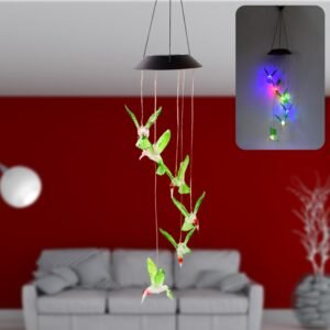 Solar Hummingbird Wind Chimes – Colorful LED Garden Decor