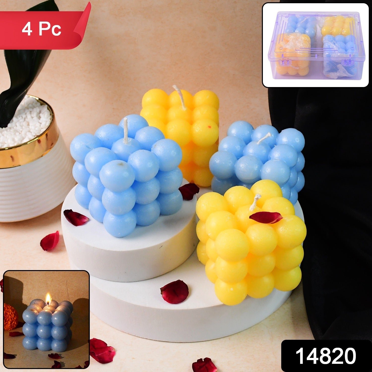 Cube Candles – Colorful Decorative Wax Set of 4